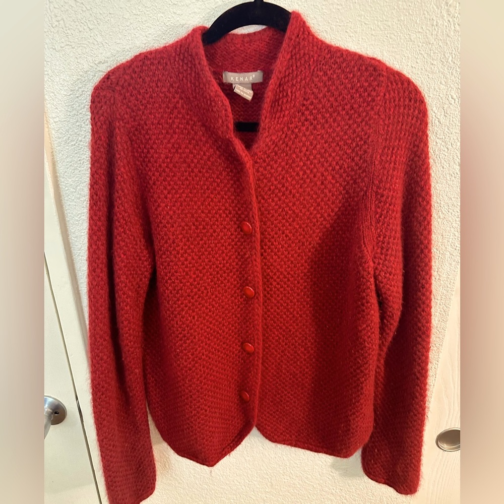 Red Women's Sweater by Kenar. Size XL.